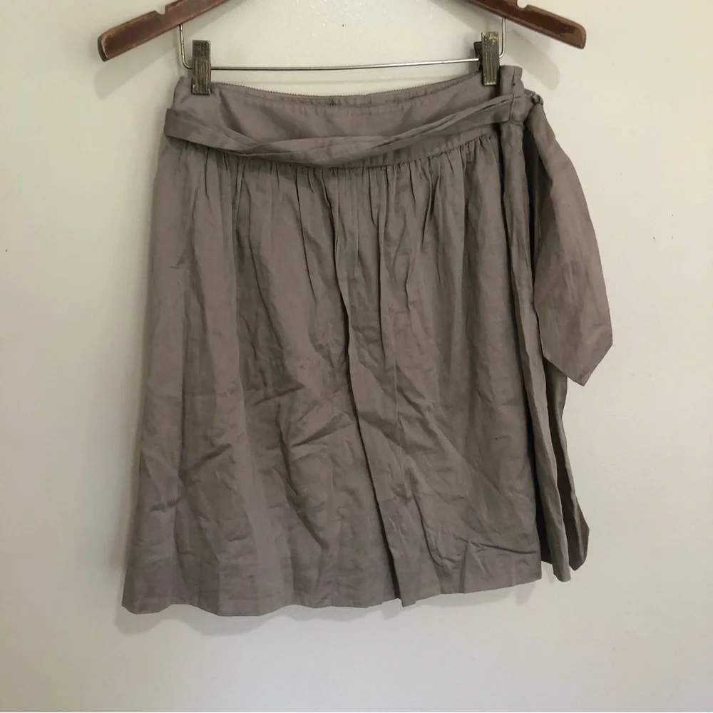 J. Crew beige cotton waist bow tie full tea length skirt - Picture 8 of 12